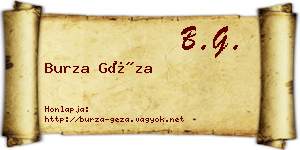 Burza Géza névjegykártya